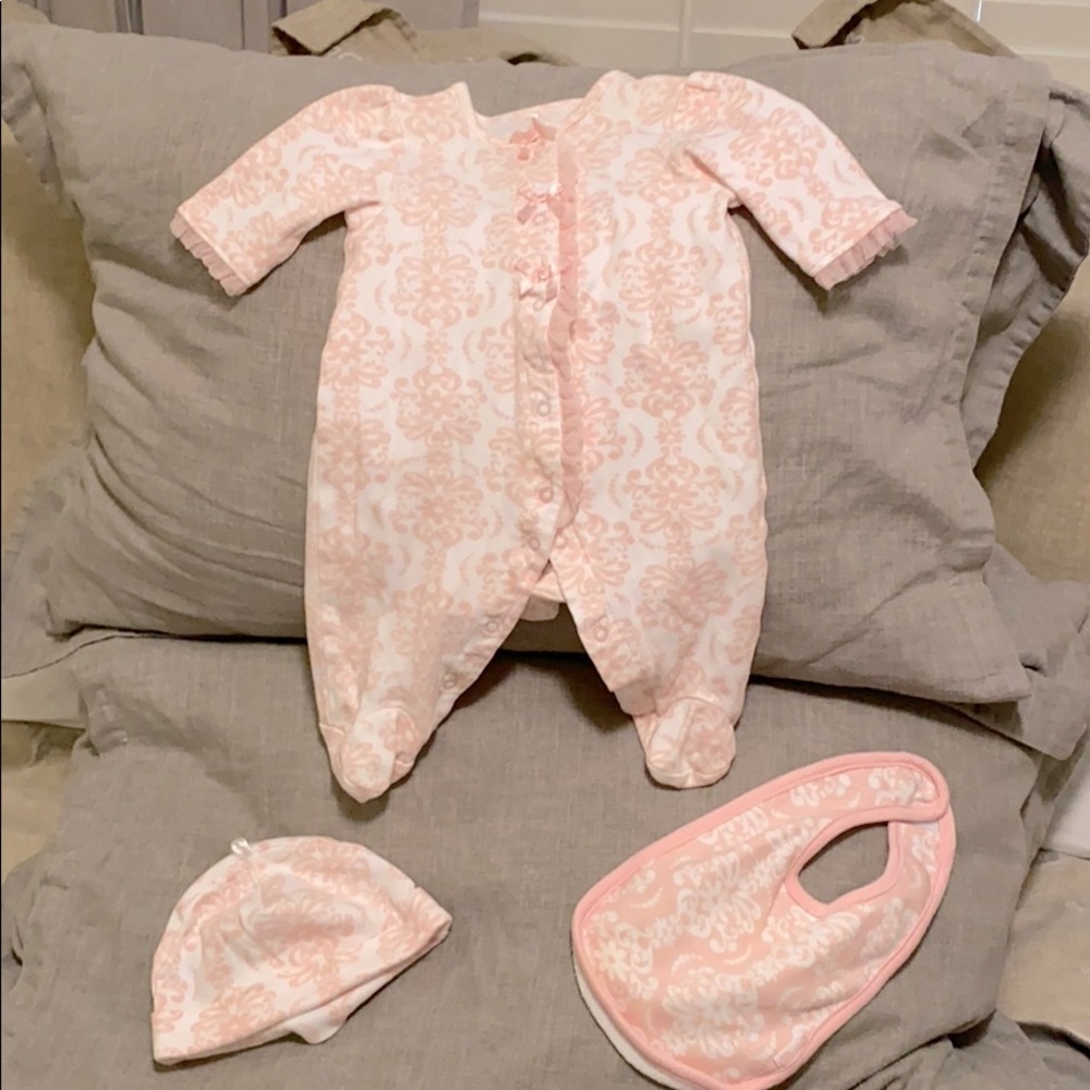 Onesie with matching hat and bib